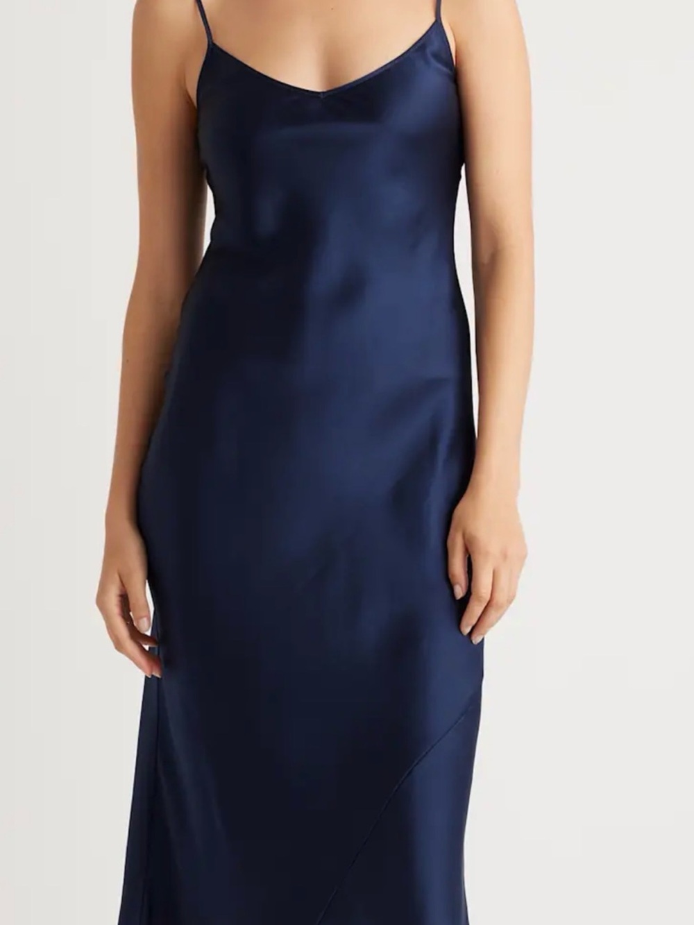 Banana Republic Navy Satin Slip Dress with Spaghetti Straps